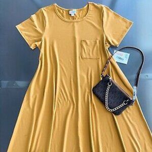 LuLaroe Carly Yellow Gold T-shirt Dress